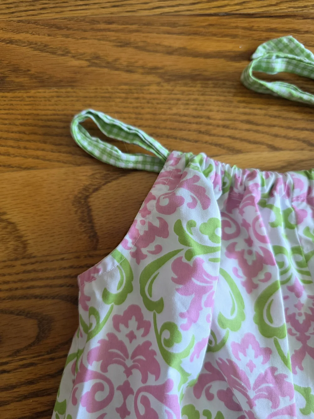Kelly's Kids Pink & Green Patterned Girls Romper